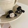 2Pcs Retro French Black Temperament Camellia Small Grip Princess Hair Clip Side Hairpin Clip