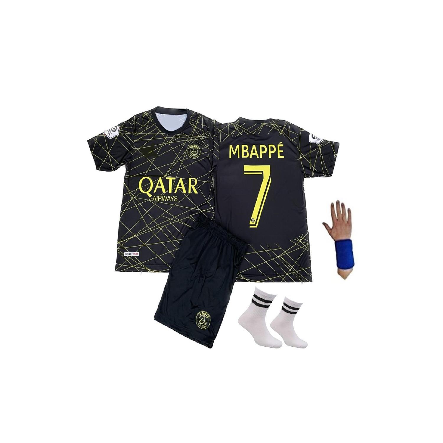 

Psg Mbappe Gold Black Set Of 4 Kids Jersey 22/23 Season Jersey