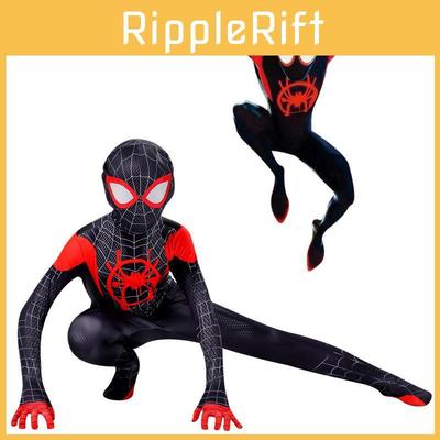 Spider-man Into The Spider-verse Miles Morales Cosplay Suit For Kids And Adults