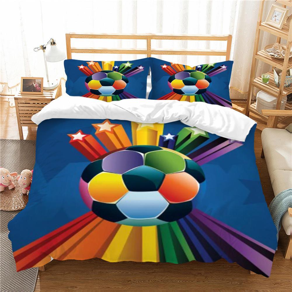 Football Pattern Bed Set Luxury Duvet Cover Set Fashion Home Textiles Lovely Quilt Cover Boy Girl Single Size Bedding Suit