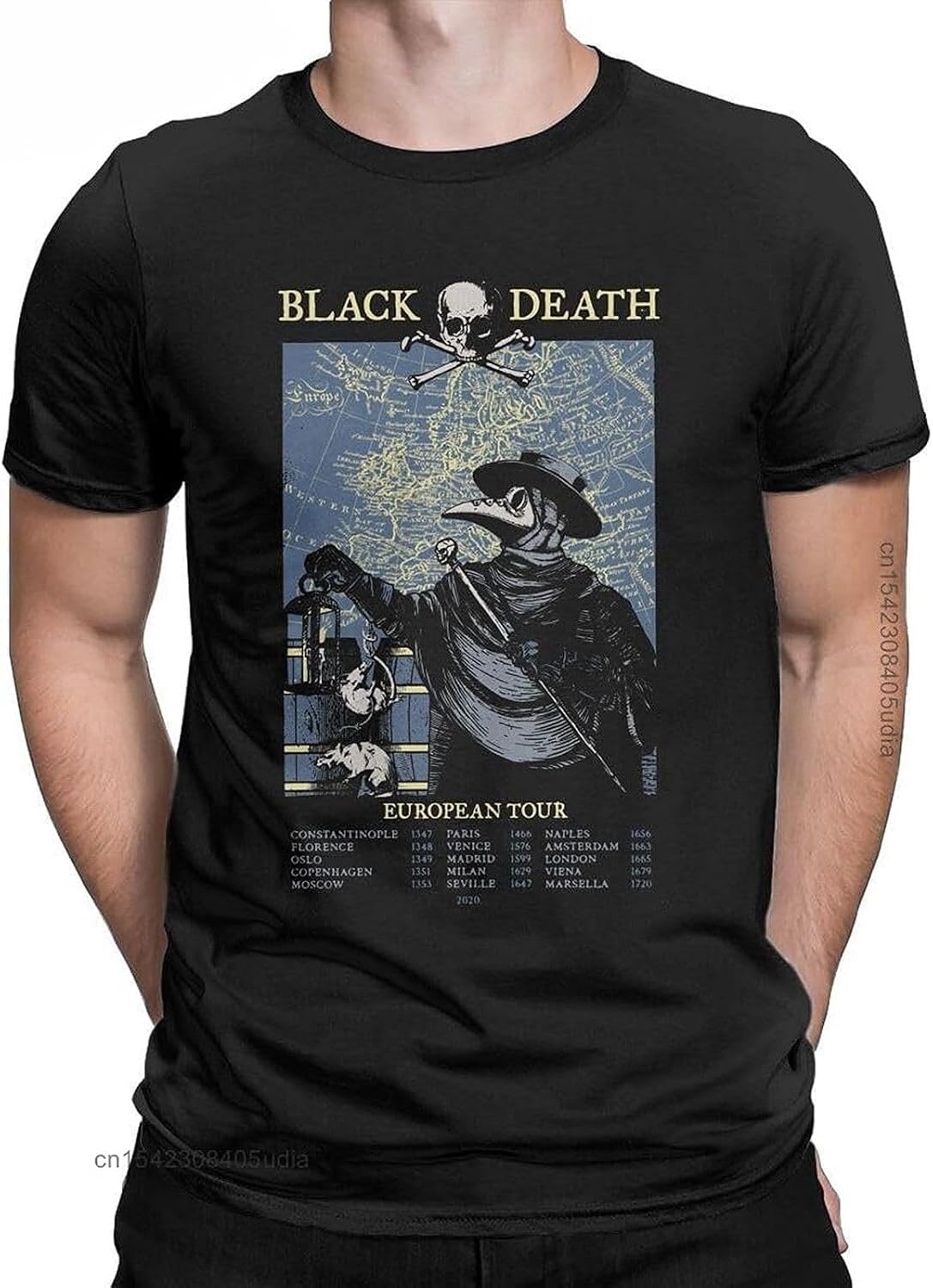 Plague Doctor Men T Shirt Men European Black Death Tour Awesome Cotton Tees Round Collar Graphic T Shirts XL чёрный