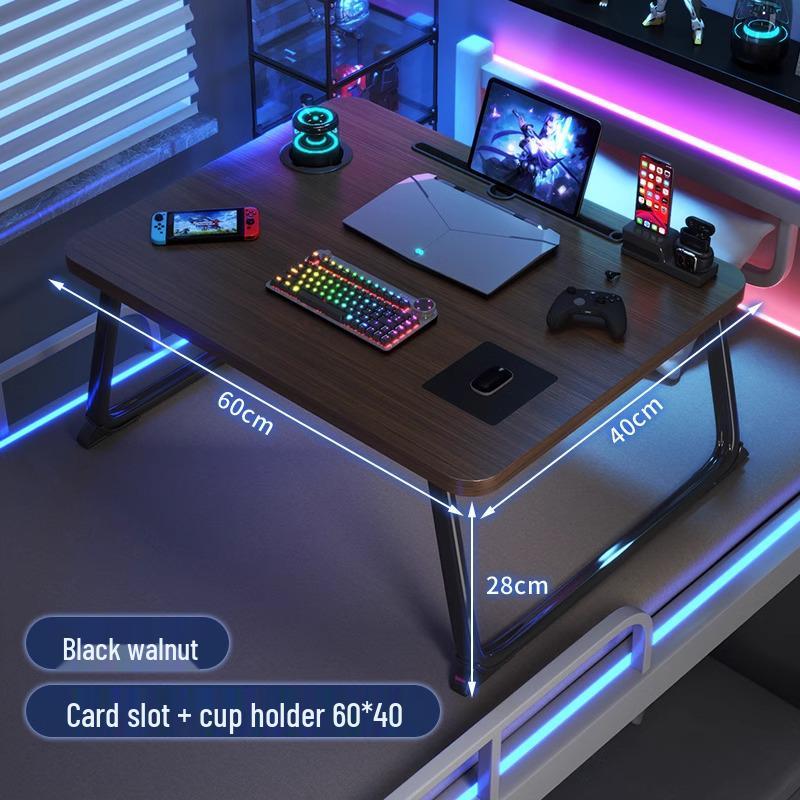 Compact Foldable Bedside Laptop Desk for Dorms - E-Sports Style Carbon Fiber Study Table