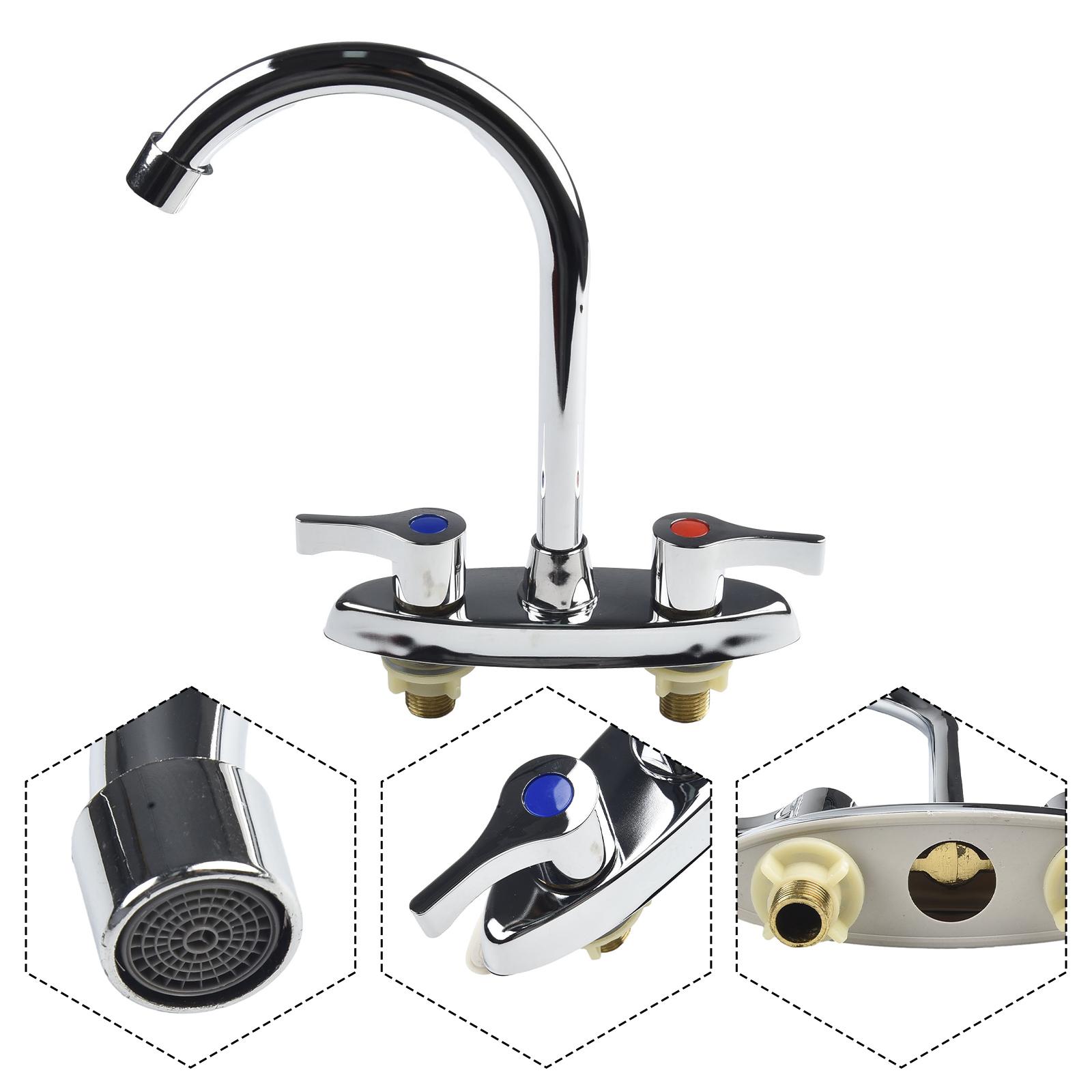 1pc Brass Double Hole Handle Faucet Rotary Basin Sink Mixer Tap Water Mixer Wash Basin Kitchen Faucet Hardware Household China Mainland