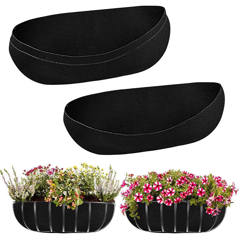 3Pcs/Set Felting Non Woven Cloth Planter Basket Liners Brown Lightweight Hanging Flower Basket Liners for Garden Fence Pot