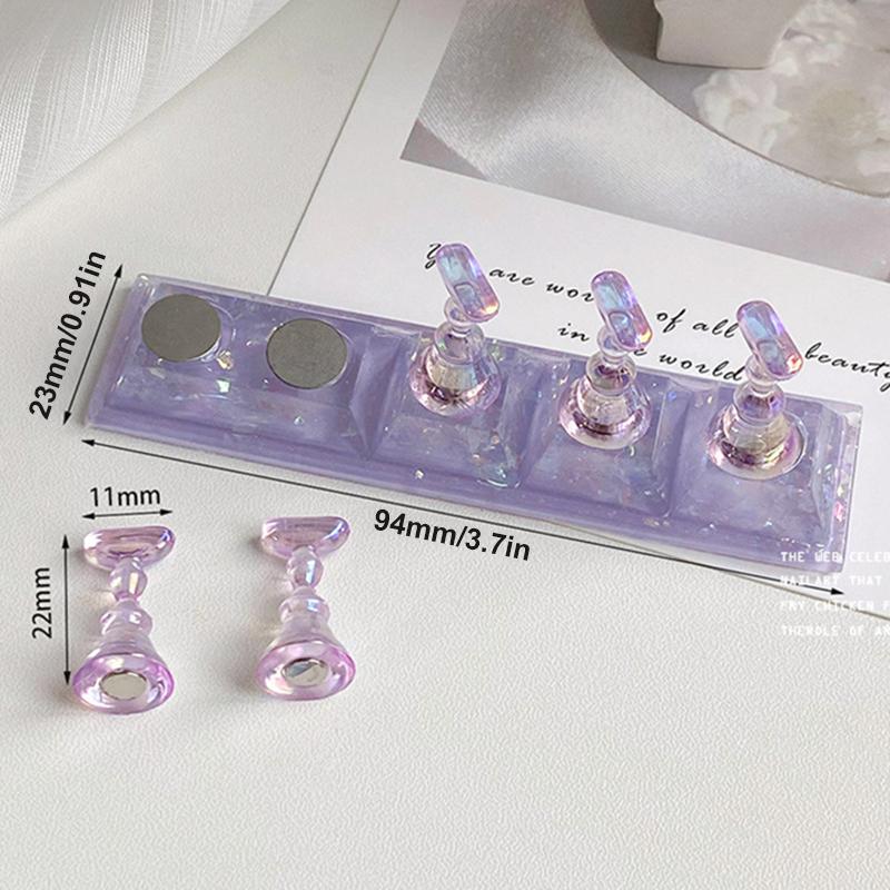 1 Set Transparent Aurora Nail Stand Magnetic False Nails Holder Press On Nail Display Nail Rack Acrylic Nail Training Manicure