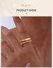 Double-layer Hollow Open Zirconia Rings for Women, Gold Plated Stainless Steel Finger Ring, Luxury Waterproof Jewelry