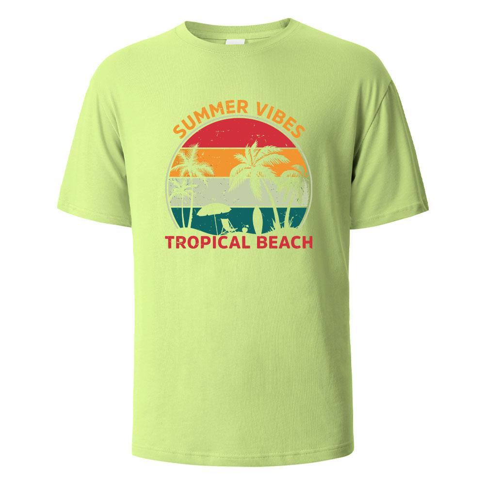 SummerVibes Printing Mens Tshirt Casual Breathable Tshirts 100Cotton Funny Tops Street Oversized TShirts For Men Women Oneck