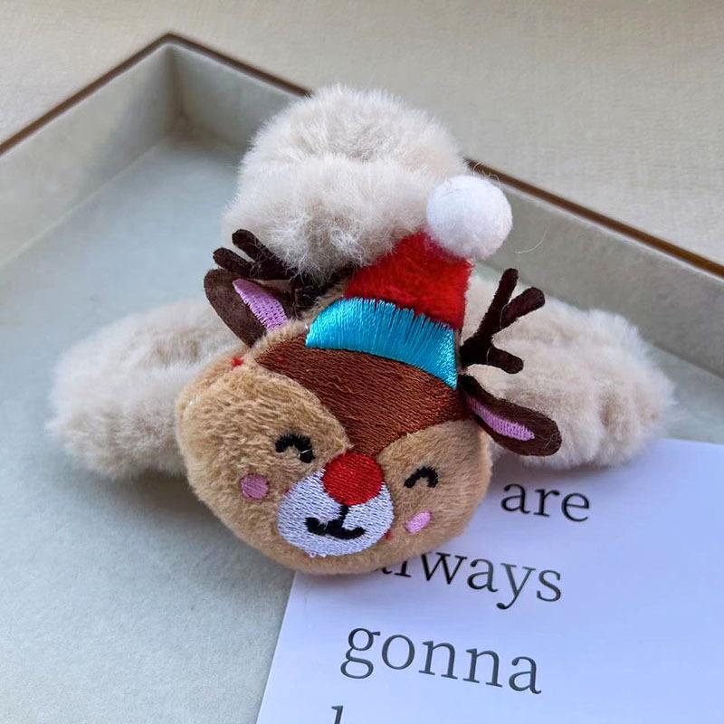 2024 Cute Christmas Reindeer & Snowman Plush Hair Claw Clips for Women