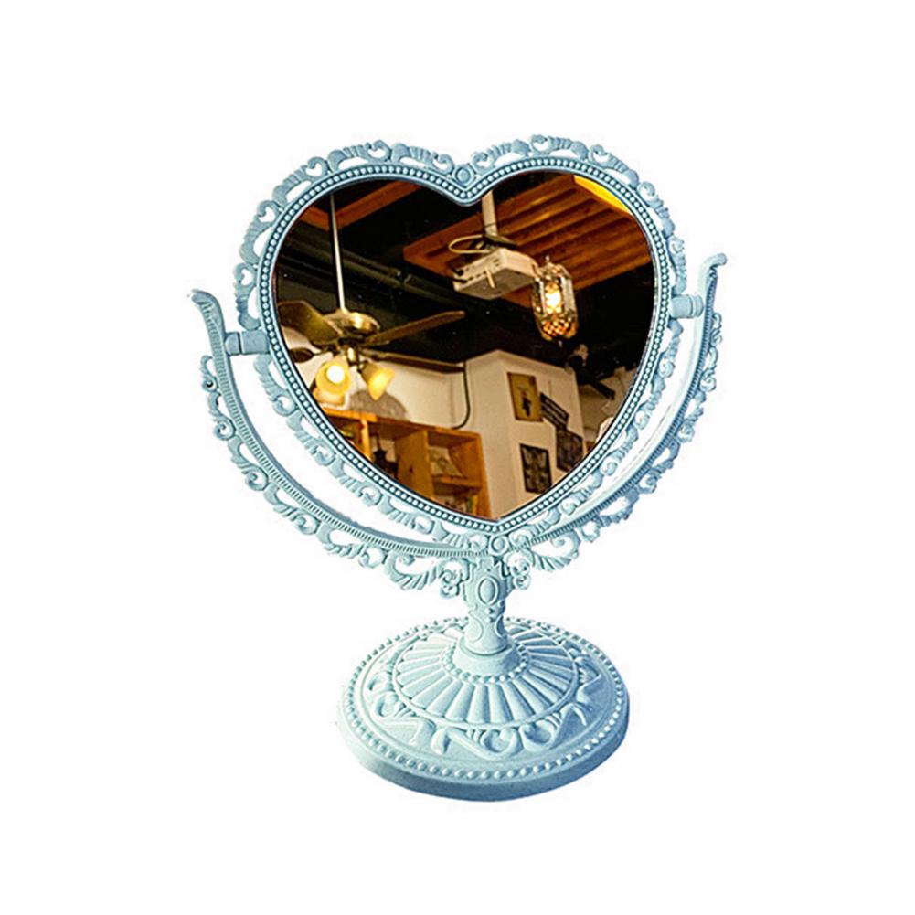 Desktop Mirror Classic Vintage Elegant Tabletop Makeup Mirror Heart-Shaped Princess Mirror
