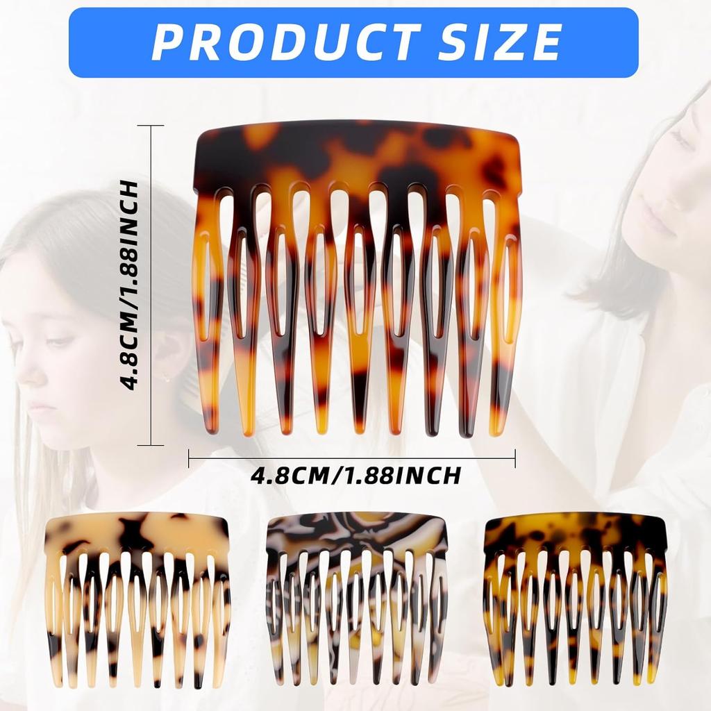 4 Pcs French Hair Comb Clips, Vintage Small French Side Hair Comb, Decorative 9 Teeth Side Hair Combs for Bun, Girls' Women Accessories