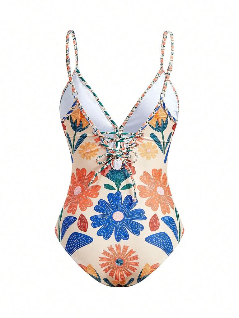 Bohemian 2026 European & American Style Flowy Holiday Casual Fashion Spaghetti Strap Women's Swimsuit.