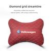 T26Car Seat Headrest Plaid Leather Neck Pillow For Volkswagen Golf Amarok T5 Phaeton Passat b6 Memory Foam Head Support Accessories