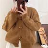 Corner button sweater cardigan new spring and autumn retro niche simple style thin loose coat women's top