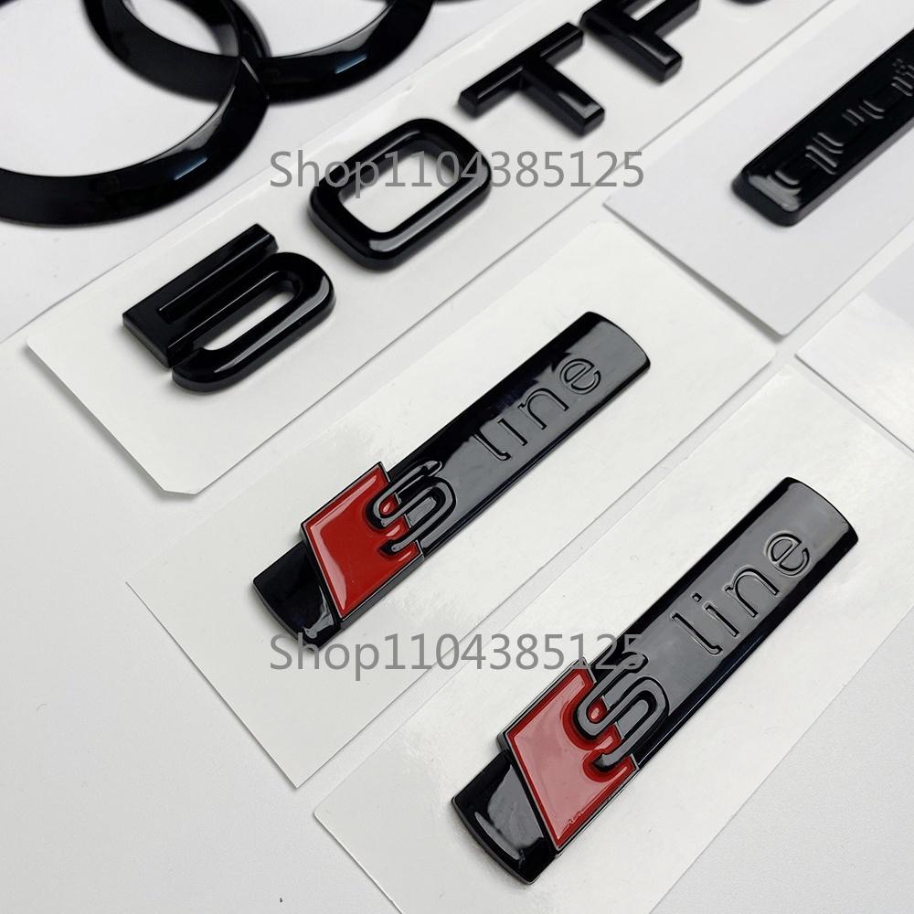 hot A7 4-Ring logo ABS Black Car Hood Front Bonnet Grill Rear Trunk Emblem Badge Sticker A7 mark 30TFSI 40TFSI Quarrto Emblem