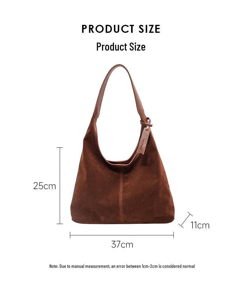 Dámská retro semišová taška tote na podzim/zimu 2025 - Velkokapacitní, ležérní taška přes rameno na dojíždění