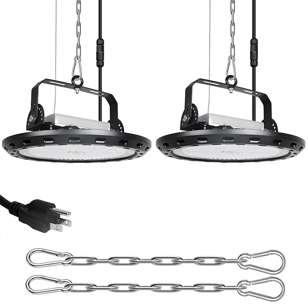 LED High Bay 200W MEAN WELL 3M Wiring IP67 Compatible with Mercury Lamp Floodlight for Parking 6000K Daylight Trademark PSE Set of 2 40,000 Lumens,