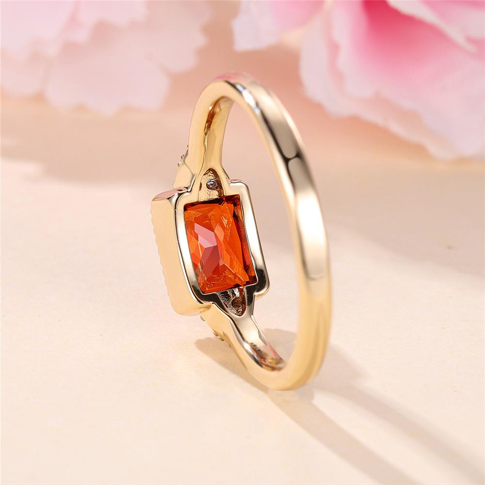 Trendy Red Zircon Squarel Crystal Vintage Gold Color Wedding Bands Engagement Rings For Women Men Minimalist Jewelry