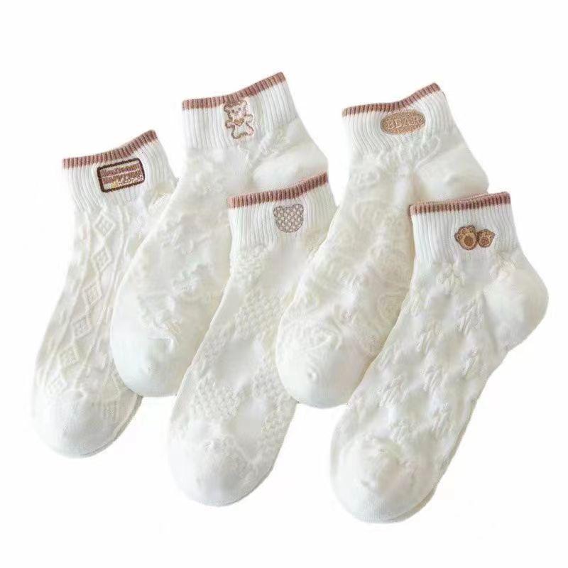 5 Pairs/set Cartoon Casual Breathable Spring Summer Autumn Women Girl Invisible Ankle Low Tube Boat Socks Boat Socks