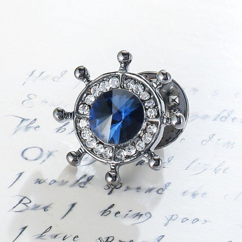 Zinc Zinc Alloy Rudder Collar Brooch Crystal  Little Fresh   Man
