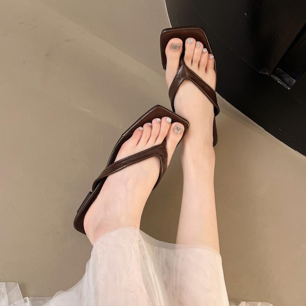 Sommer Damen Zehensteg-Slipper Komfort Niedriger Absatz Pantoletten Schuhe Damen Lässig Kleid Streetstyle Sandalen Flip-Flops Slipper