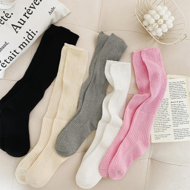 Leg Stockings - Children's High-waisted Spring-autumn Long Stockings with Thick Pile and Anti-bacterial, Moisture-absorbing Properties