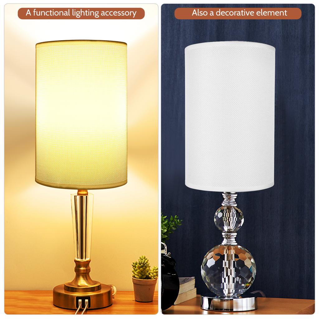 White Linen Lamp Shade Desk Lamp Cloth Lampshade Cylinder Lampshade Universal Household E27 Lamp Shade Bedside Lampshade