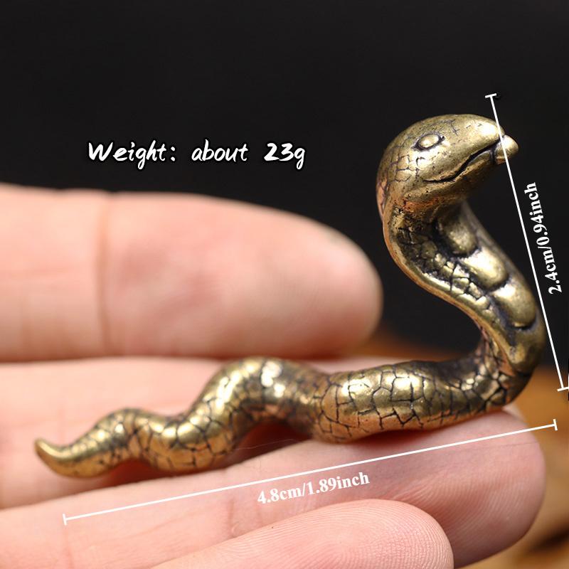 Brass Zodiac Snake Figurines Miniatures Desktop Ornament Tea Pets Home Decoration Crafts Accessories Vintage Animal Small Statue