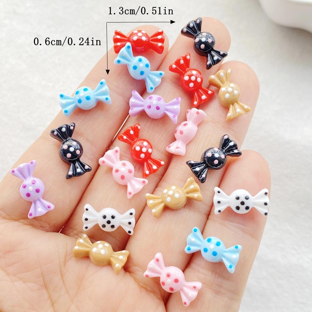 30Pcs Cute Mini Cartoon Candy Series Flat Back Rhinestone Bead Scrapbook DIY Manicures Appliques Accessories Crafts
