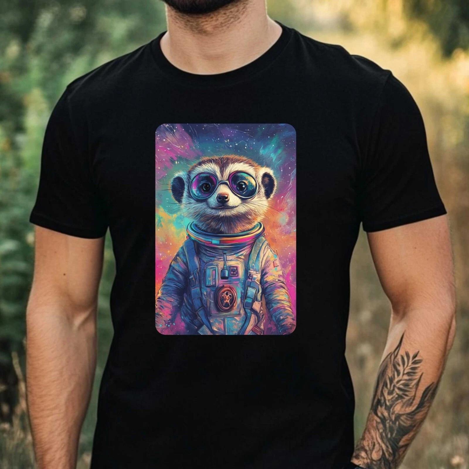 T-Shirt Herren Erdmännchen als Astronaut Motiv Baumwolle Größe XS bis 5XL XXXL