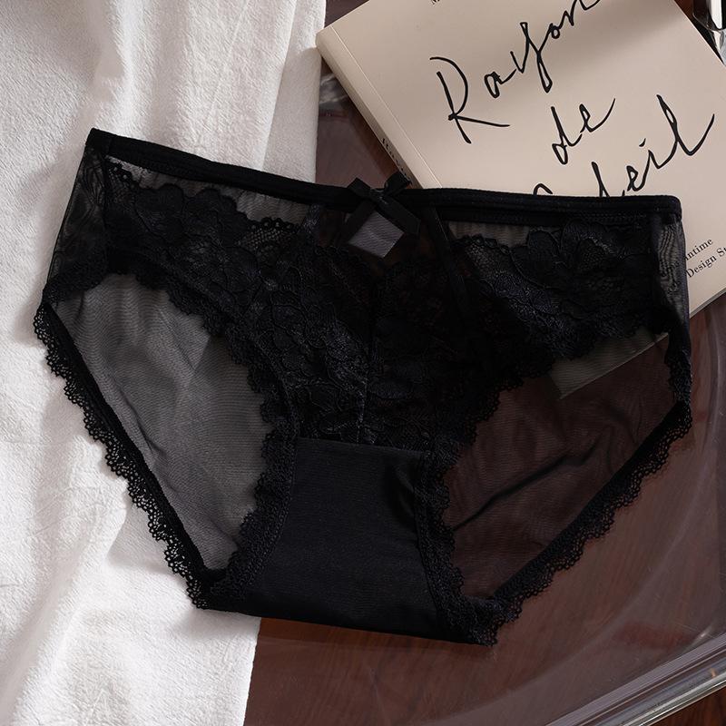 

Сексуальные полые трусики, женское нижнее белье, кружевные треугольные сетчатые удобные трусики большого размера со средней талией XL чёрный