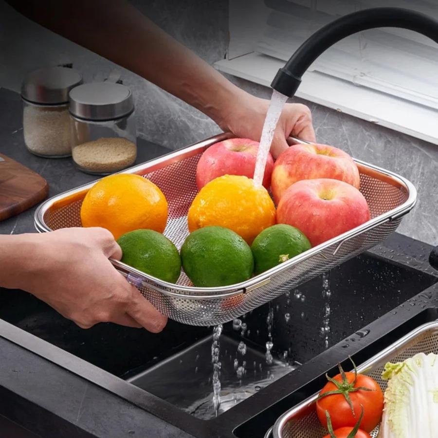 

Thickened stainless steel drainage basket with expansion and sealing holes integrated stamping forming water tank drainage frame серебряный