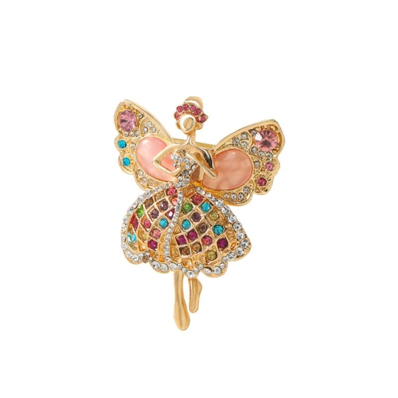 Delicate Ballet Dancer Pin With Colorful Rhinestones Elegant Jewelry Gift For Special Occasions