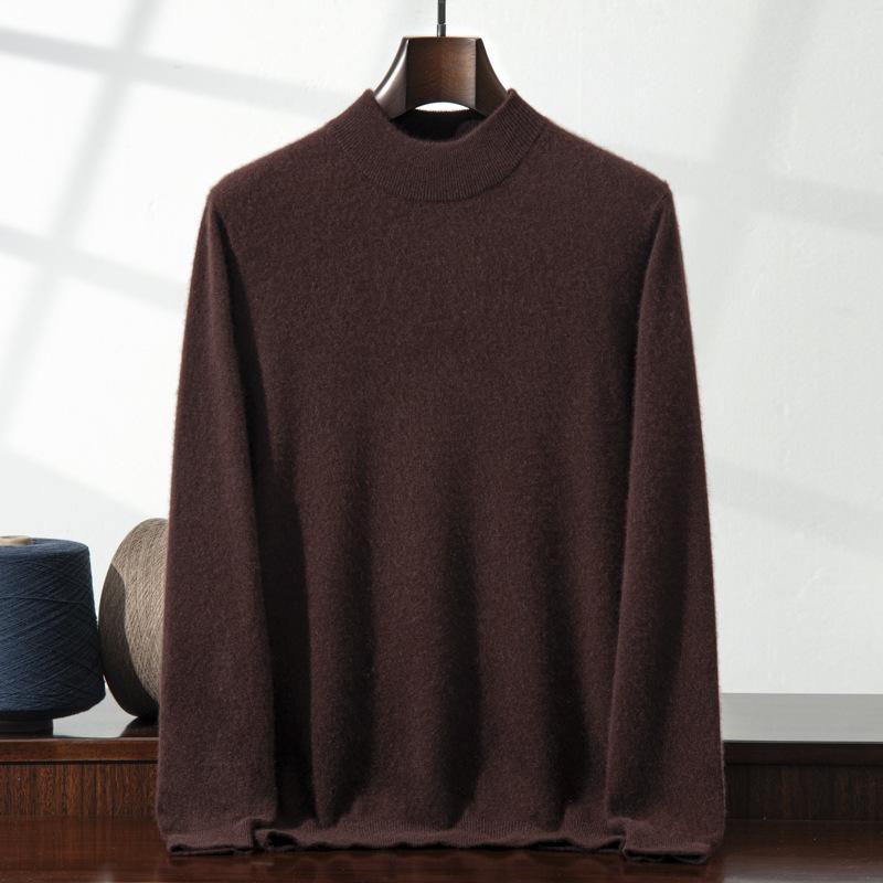Cashmere shirt semi-turtleneck sweater solid color long-sleeved inner with wool knitting