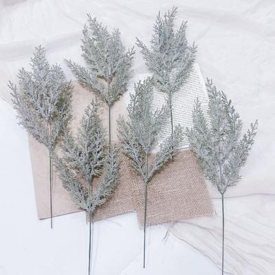 Artificial Simulation Green Plant Pine and Cypress Flocking Single Christmas Gift Accessory Decoration