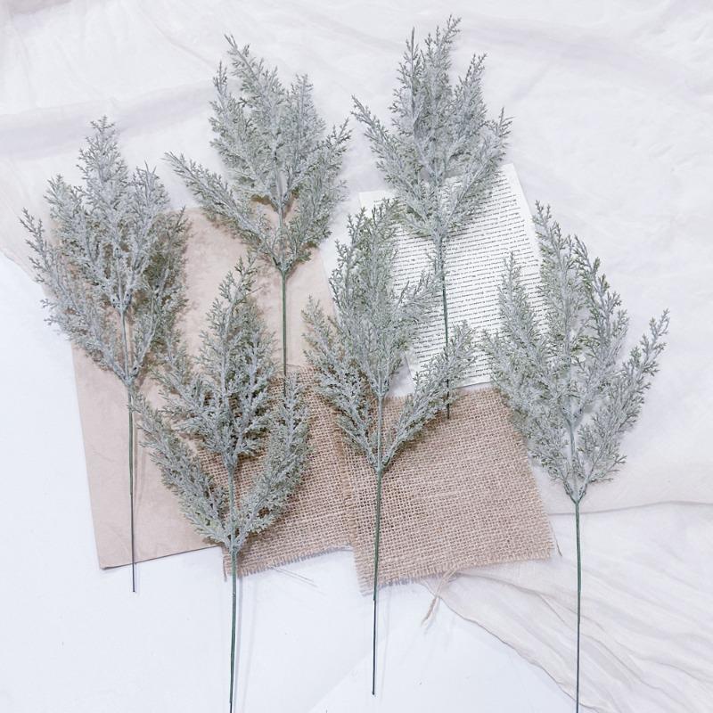 Artificial Simulation Green Plant Pine and Cypress Flocking Single Christmas Gift Accessory Decoration