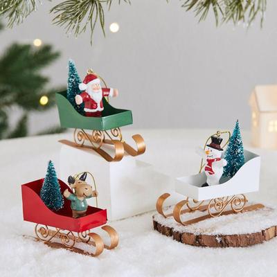 Weihnachtsbaumschmuck Weihnachts Schlitten Dekoration Halten Baum Eisen Anhänger für Feiertagsparty Innen Außen Haus Kamin