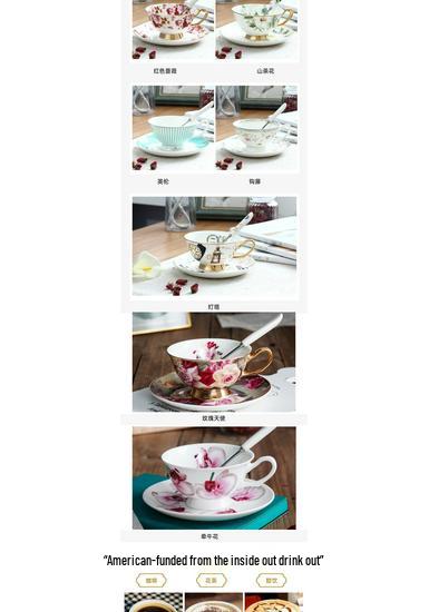Conjunto de Xícaras de Café e Chá em Porcelana de Osso Estilo Europeu com Pires