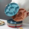 Durable Plastic Food Storage Tray Reusable Flower Shape Snack Container Plate 5-Compartment Divided Dinner Plate Household Use