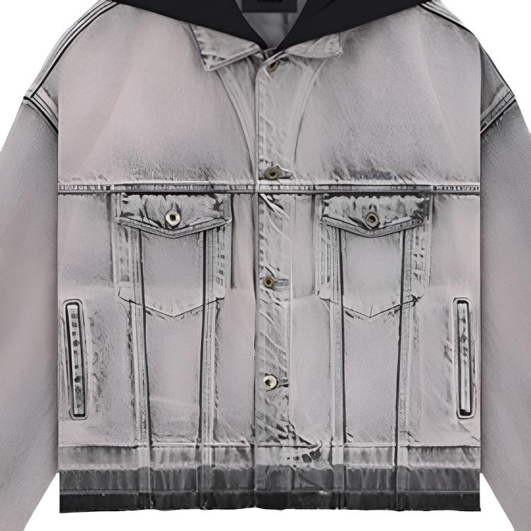 WE11DONE Ss26 Hooded Long Sleeve Casual Comfortable Denim Jacket Unisex Jacket WD-DJ0-26-320-U-BK