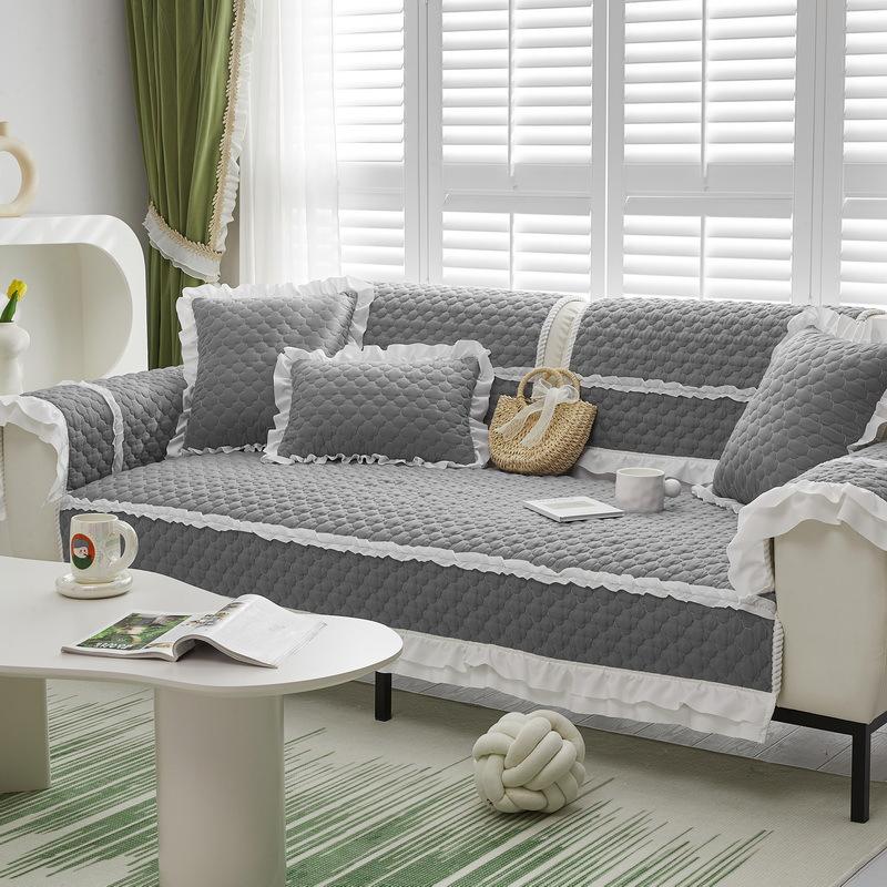 Universelles Sofakissen aus Stoff, rutschfest, verdicktes Scrub-Sofa-Handtuchkissen, modernes, schlichtes gestepptes Kissen, Rückenlehnenbezug