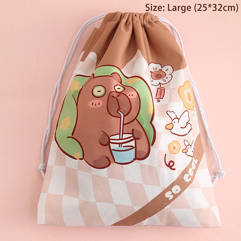 Capybara Travel Drawstring Tote Storage Bag Organizer Bag For Underwear Toy Handbag Storage Bag Cartoon Birthday Gift