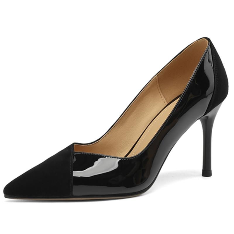 Fashion Elegant Nude High Heels Pumps Shoes Woman Leather Sexy Point Black Women's Heeled Party Office Wedding Shoe Ladies Large Size 45