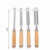 4 Pcs Wooden Handle Woodworking Gouge Tools Carbon steel Firmer Gouge Chisel  Camp