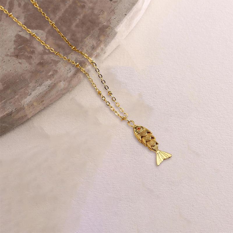 

Модное персонализированное ожерелье-подвеска в виде рыбки кои для женщин, девушек, ретро, универсальное, золотое ожерелье с рыбкой, ювелирные аксессуары, подарок