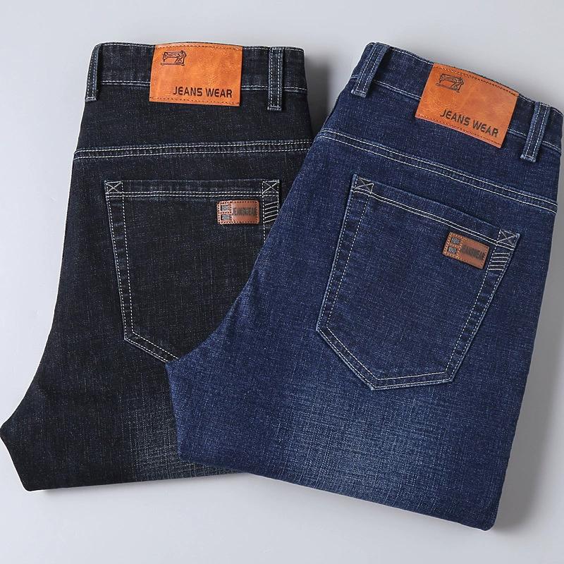 Große Jeans für Herren, Herbst, mittleren Alters und ältere Menschen, Business und Freizeit, lockere Herren-Jeans mit geradem Bein