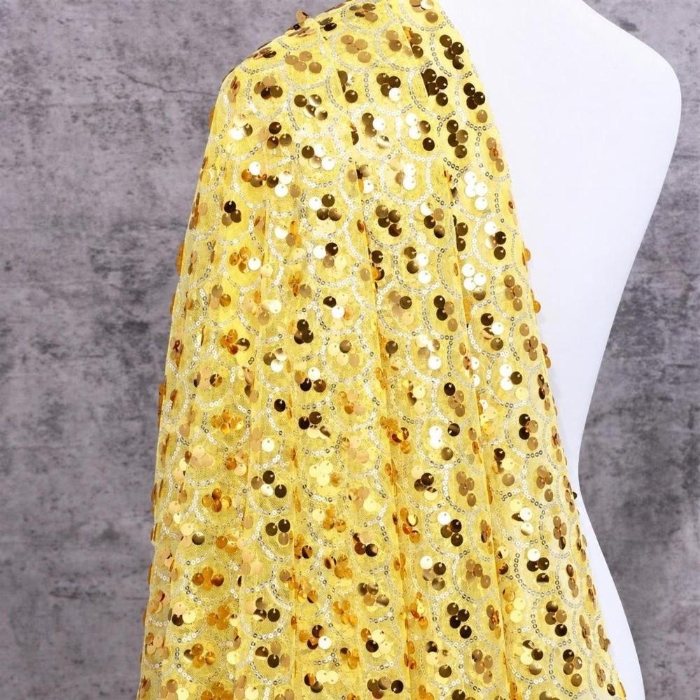 Fish Scale Pattern Sequin Tulle Fabric DIY Sewing Material Sequins Backdrop Fabric
