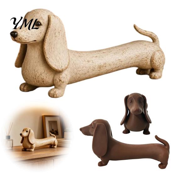 Charming Office Desk Accessories Vintage Dachshund Dog Figurine, Wiener Statue, Rustic Animal Tabletop Decorative Figures for Decor Ornament,