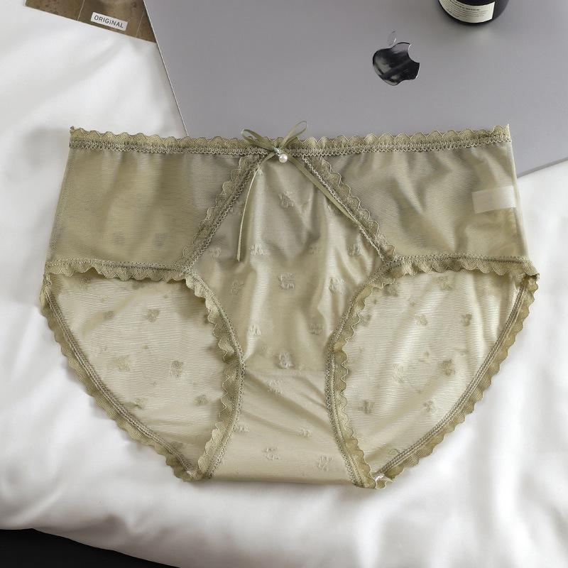 Slip da Donna in Cotone a Rete con Fiocco di Pizzo - Sexy, Traspiranti e Comodi