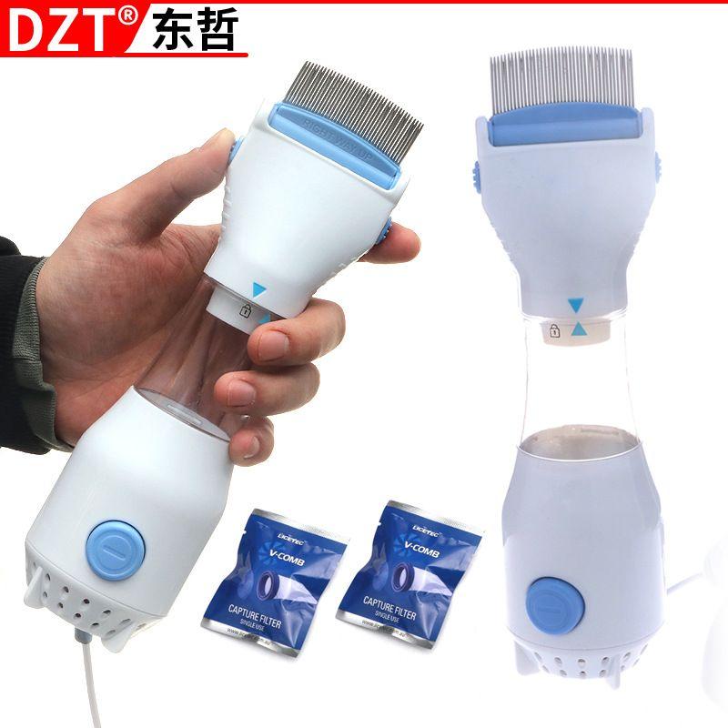 

New Arrival Pet Head Lice Comb Flea Comb Electric Lice Remover Hair Cleaner Lice Removal Egg Physical Cleaning Comb US Gauge (with three Strainer)