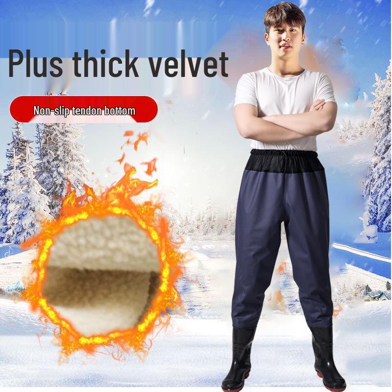 Insulated Waterproof Fleece-Lined Waders: Half-Body, Full-Body, Wear-Resistant Fishing Pants with Leather Reinforced Crotch